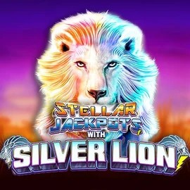 Stellar Jackpots with Silver Lion online game logo by Lightning Box Game on foxygoldapp.com